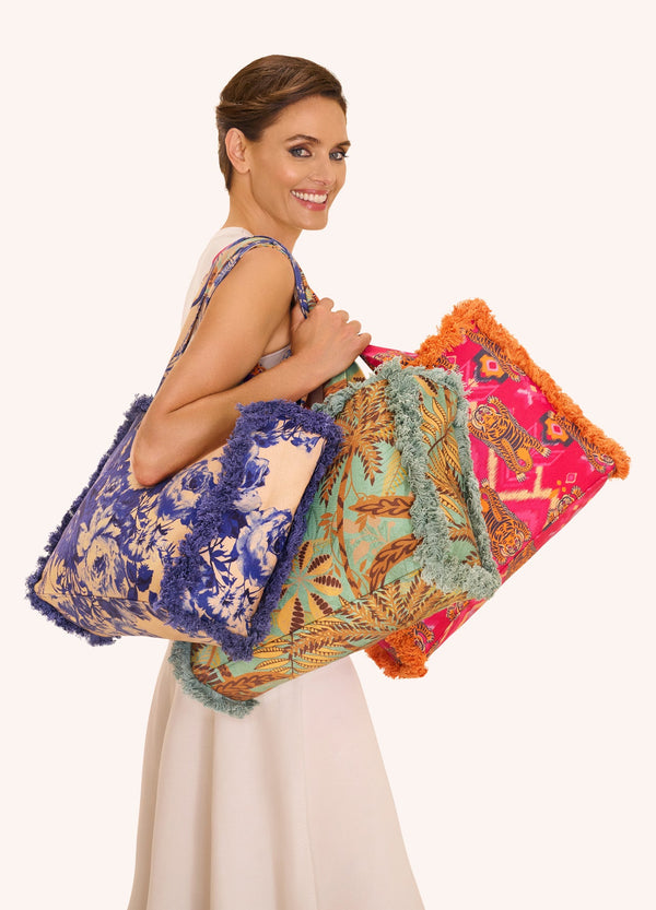 Powder - Fringed tote bag - China Blue